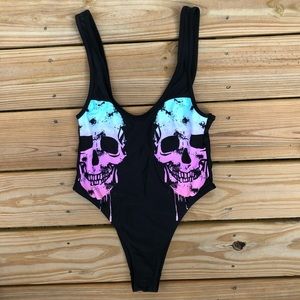 Hot Topic Candy Ombré Dripping Skull Swimsuit
